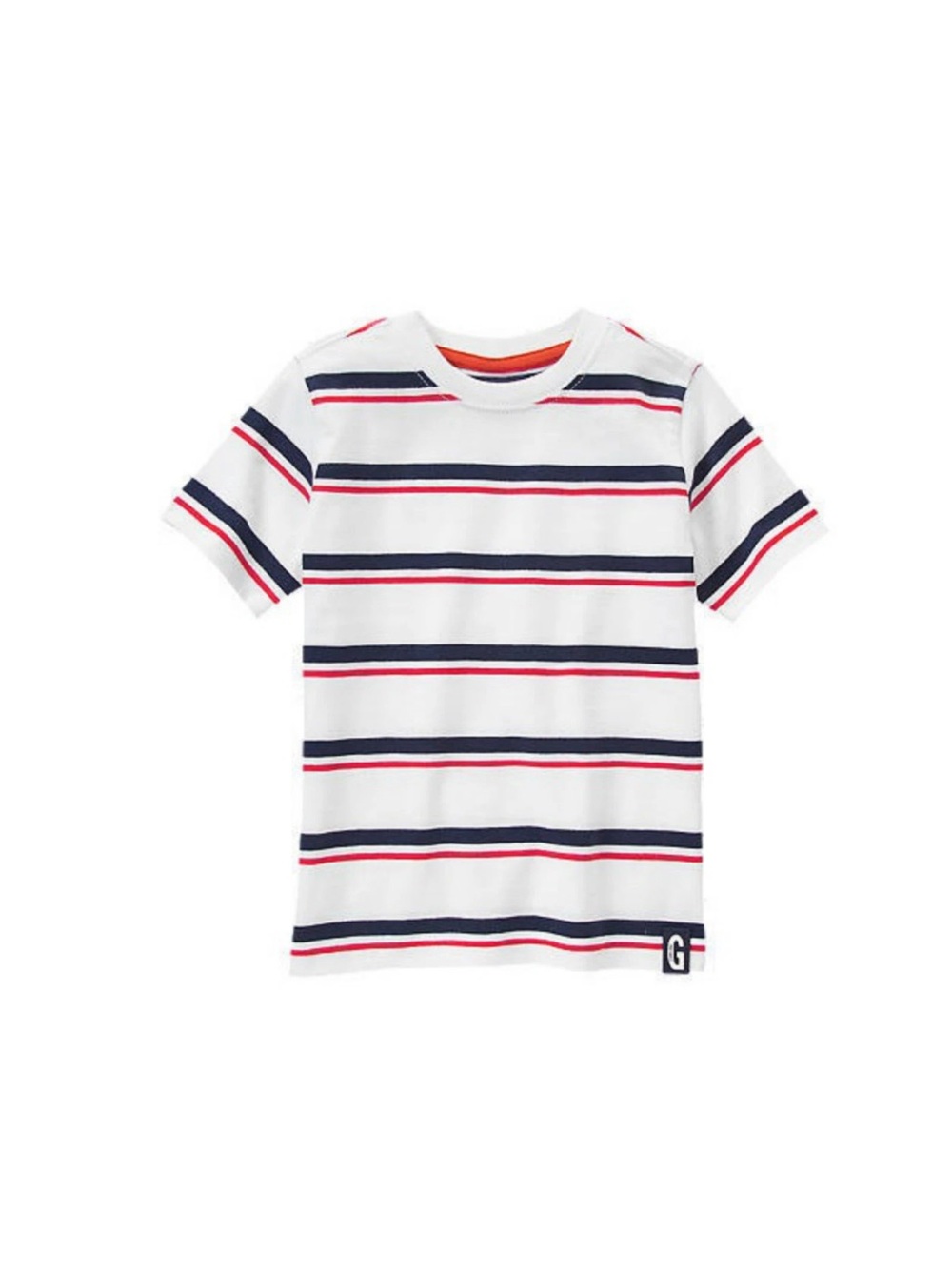 NWT Gymboree White Short-Sleeve Tee with Navy & Red Stripes